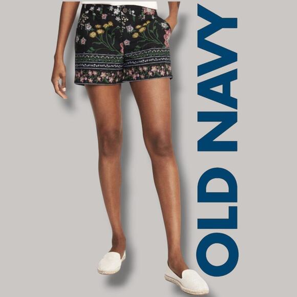 Old Navy Women’s Black Floral Everyday Cotton Shorts – Size 4 - Picture 8 of 8